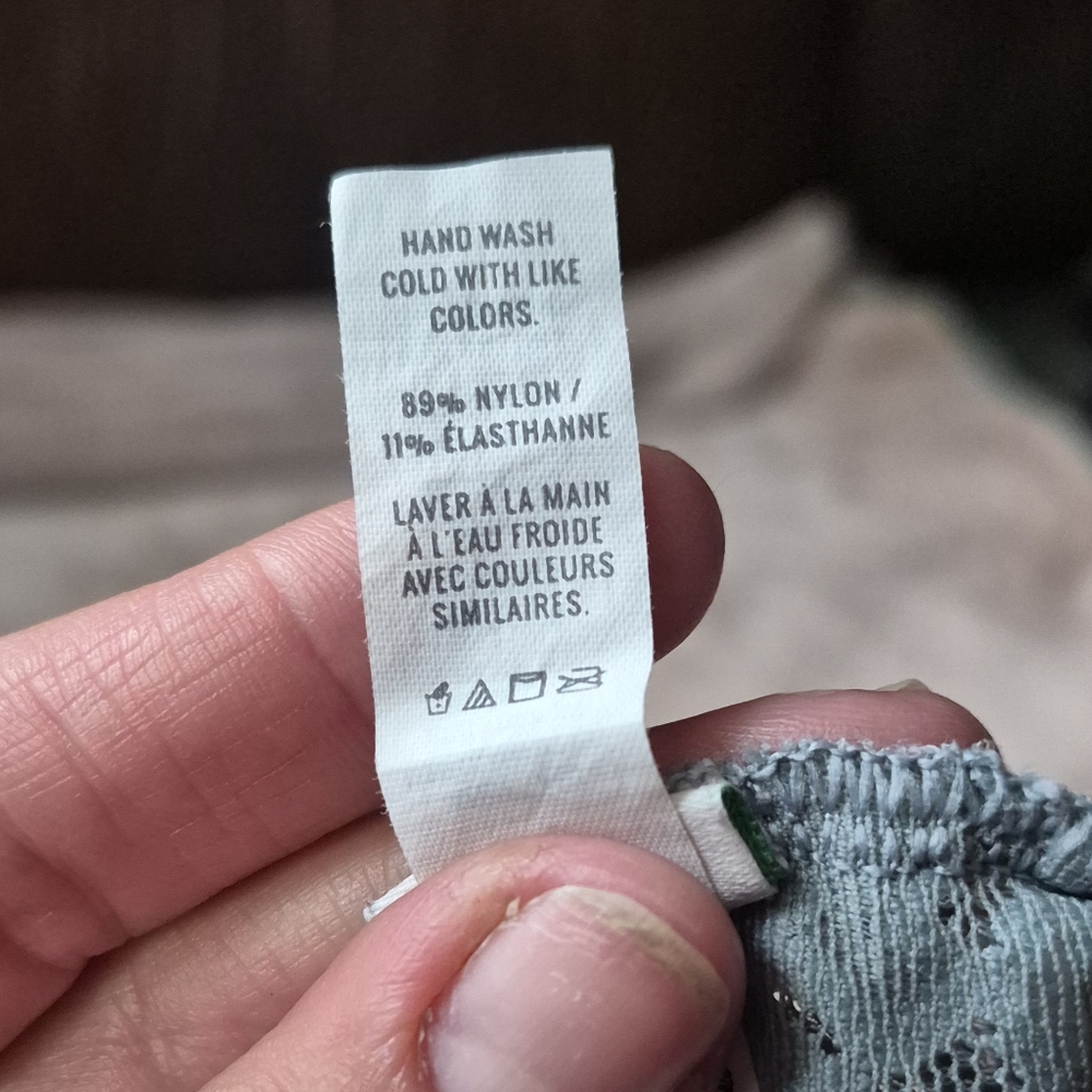 Aerie Lace Bralette in Light Blue Gray Cross Straps Size Small - Picture 11 of 11